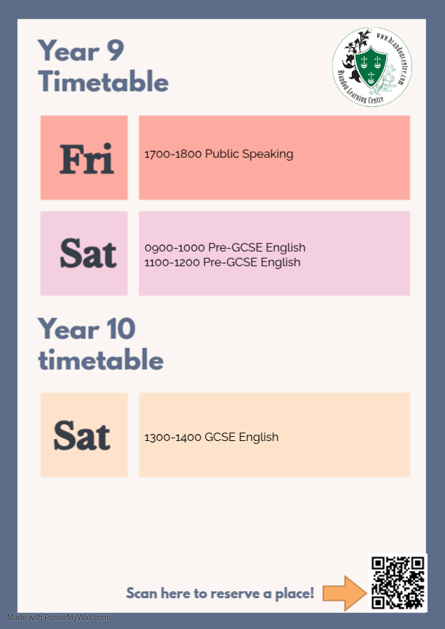 Year 9 and 10 schedule – Made with PosterMyWall